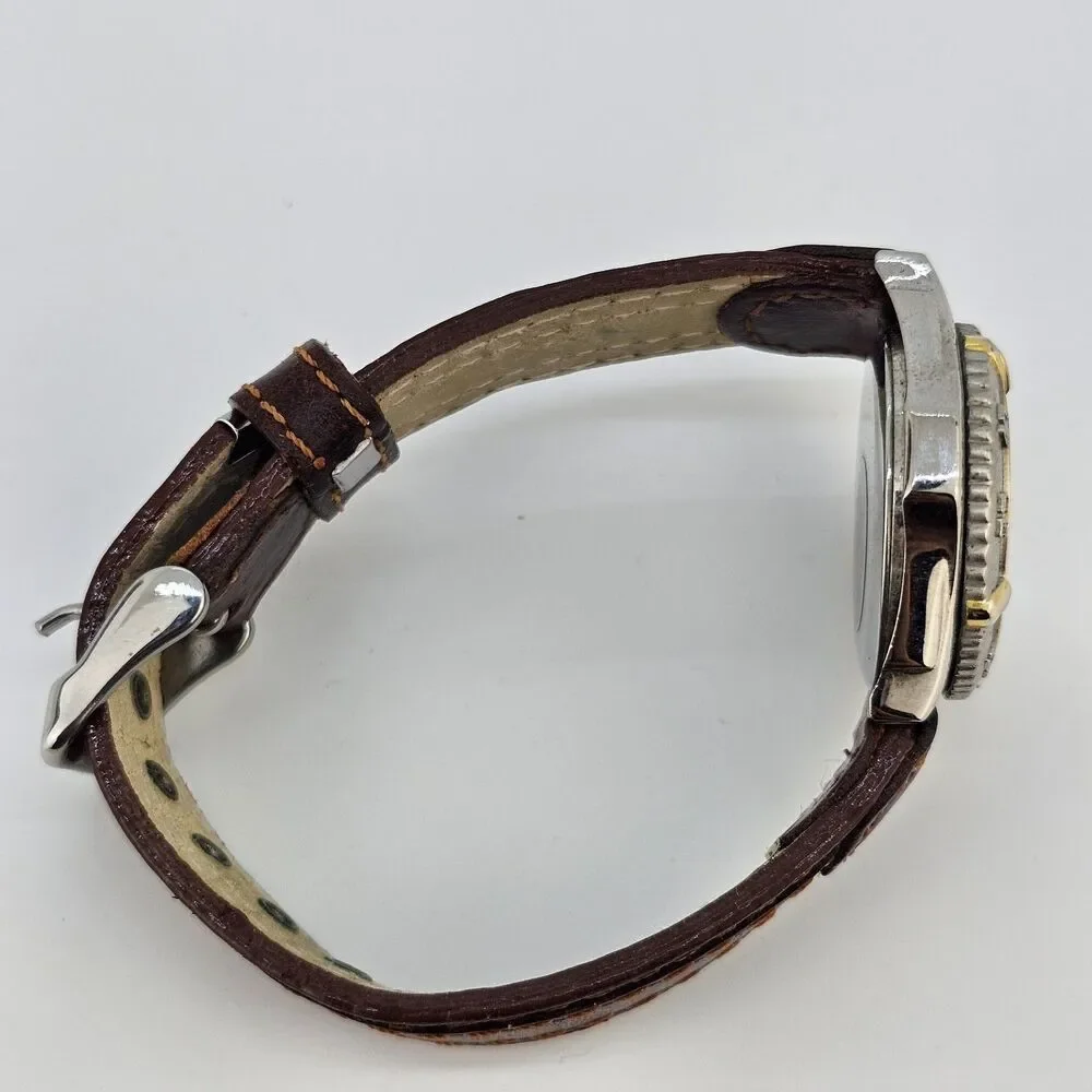 34MM Watch Women Question Mark Dial Brown Leather Bands Up to 6